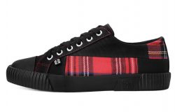 T.U.K. Shoes Black Canvas & Red Plaid Patch Rubber Toe Sneaker