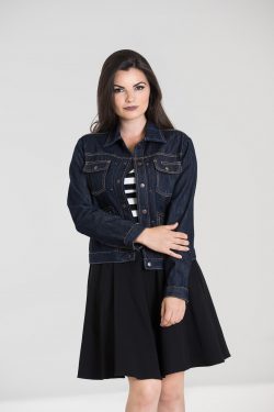 HELL BUNNY INDIANA JACKET NAVY.