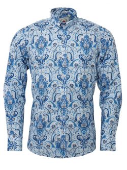 Relco blue and white patterned shirt long sleeve.