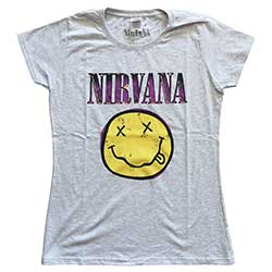 NIRVANA XEROX SMILEY PINK LADIES T-SHIRT