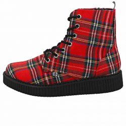 T.U.K. SHOES RED PLAID POINTED CREEPER BOOT
