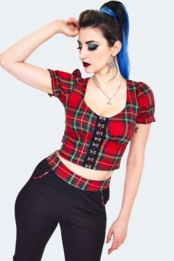 Jawbreaker black red tartan crop top
