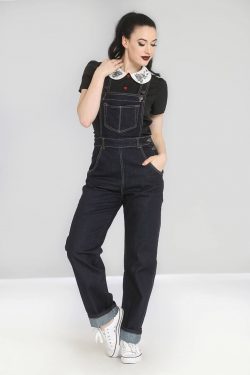 HELL BUNNY ELLY MAY DENIM DUNGAREE.