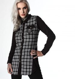 HYRAW CLOTHING BADGE GRISE WOMEN TUNIC SHIRT.