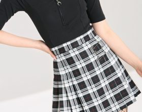 New hell bunny White tartan skirt.
