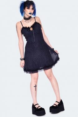 Jawbreaker leopard mesh baby doll dress.