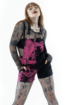 vixxsin petra dungarees black and pink