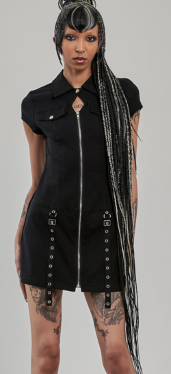 banned alternative gutter glam zip dress black.