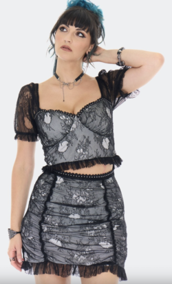 jawbreaker puff sleeved lace crop top